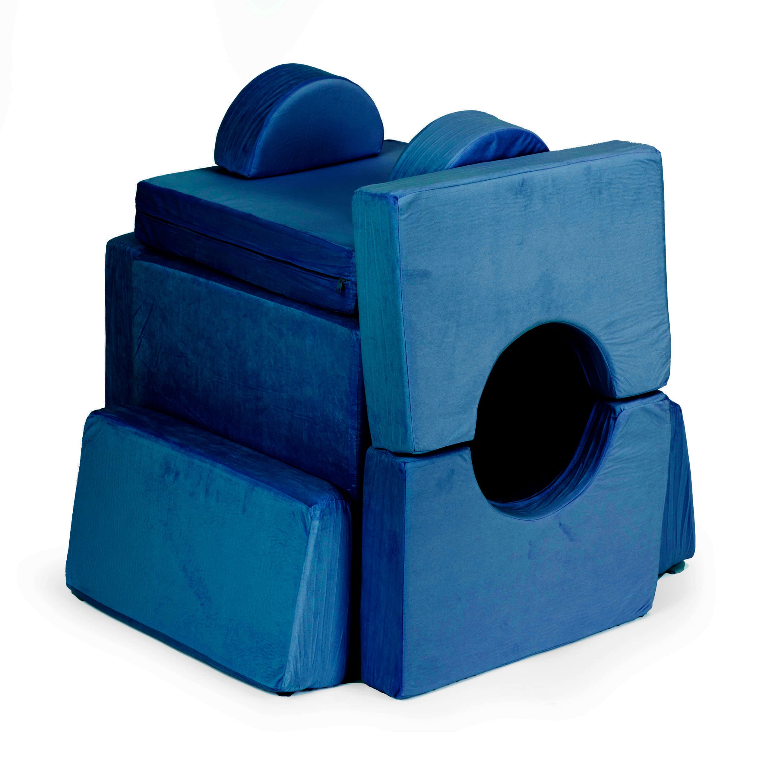 Sofa składana modułowa dla dzieci duża 2-osobowa DIY 10 miękkich poduch - niebieska ECOTOYS