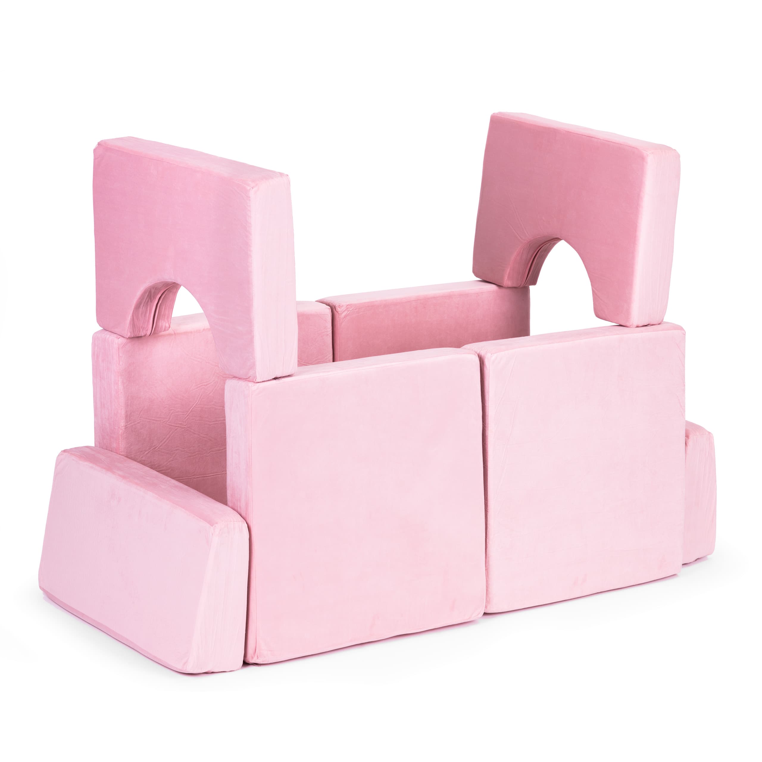 Sofa składana modułowa dla dzieci duża 2-osobowa DIY 10 miękkich poduch - różowa ECOTOYS