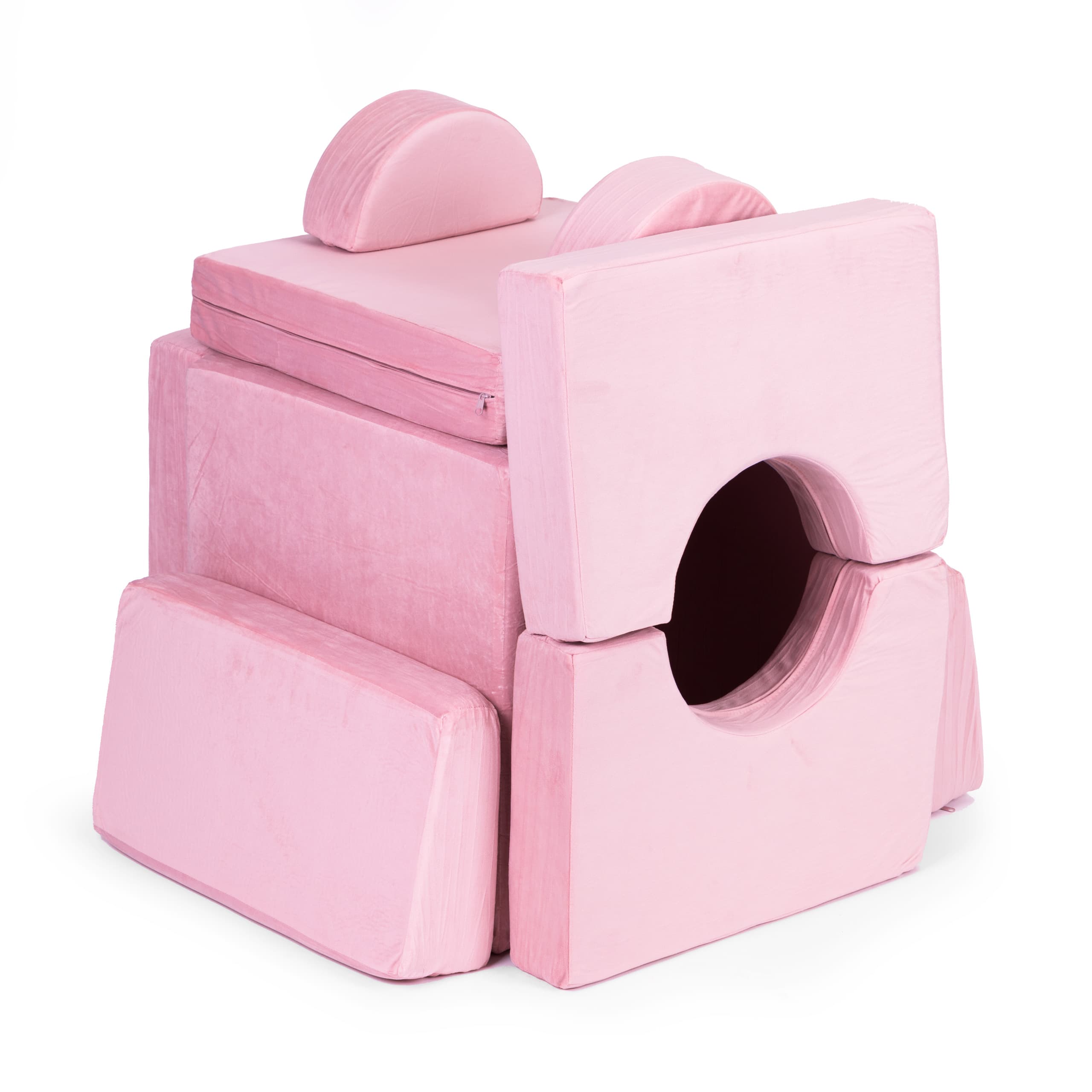 Sofa składana modułowa dla dzieci duża 2-osobowa DIY 10 miękkich poduch - różowa ECOTOYS