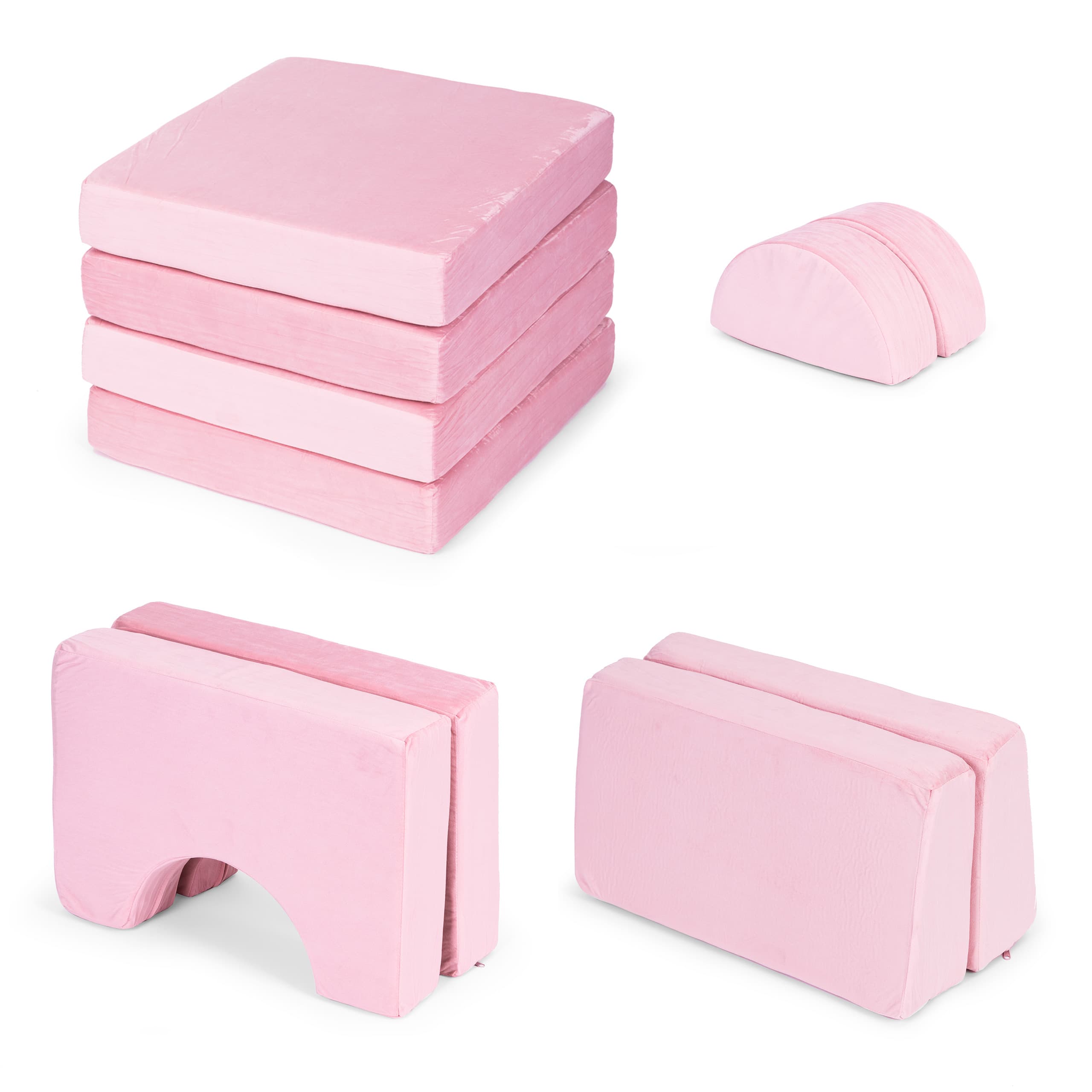 Sofa składana modułowa dla dzieci duża 2-osobowa DIY 10 miękkich poduch - różowa ECOTOYS