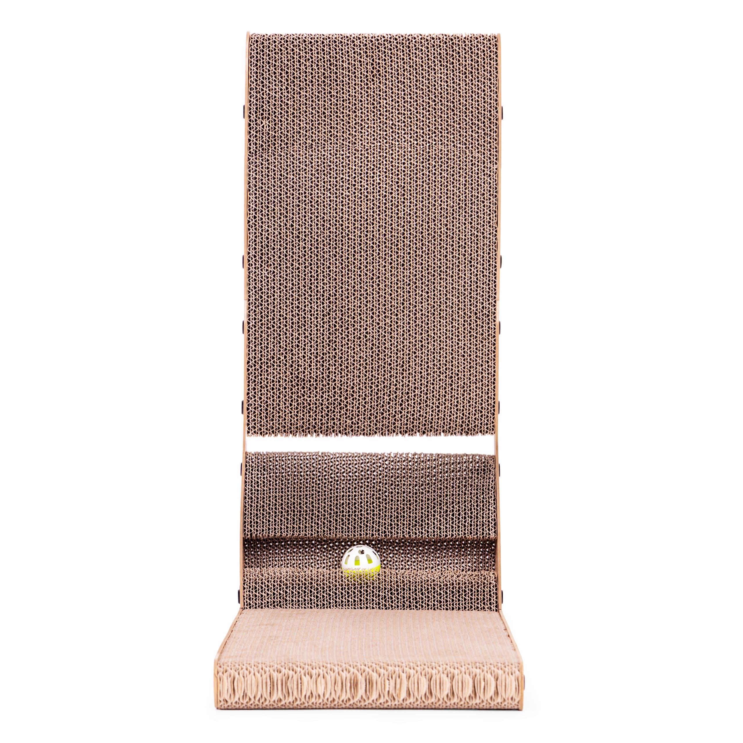 Drapak tekturowy dla kota narożny kartonowy legowisko z zabawką Petsi