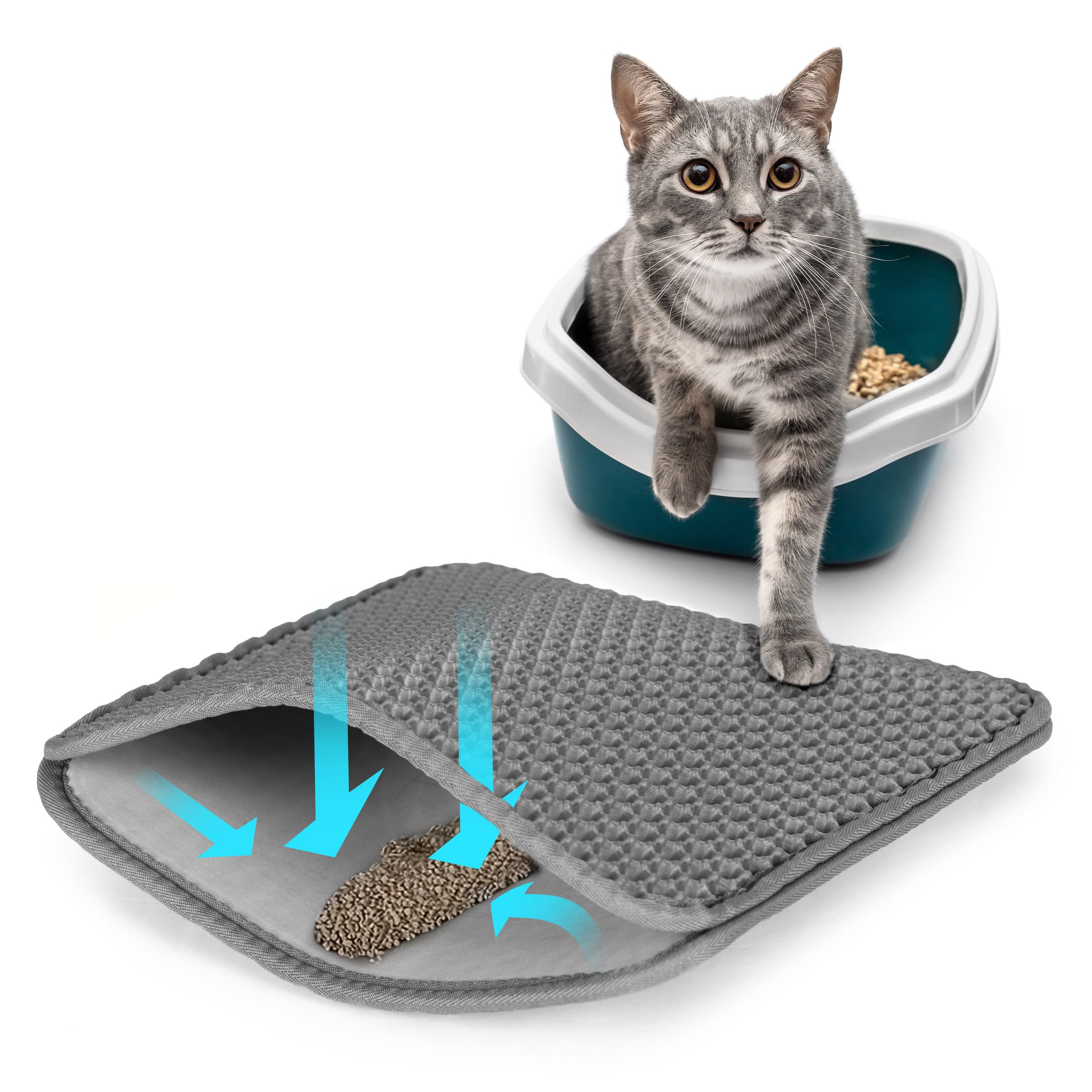 Mata dwuwarstwowa wycieraczka pod kuwetę dla kota szara Petsi