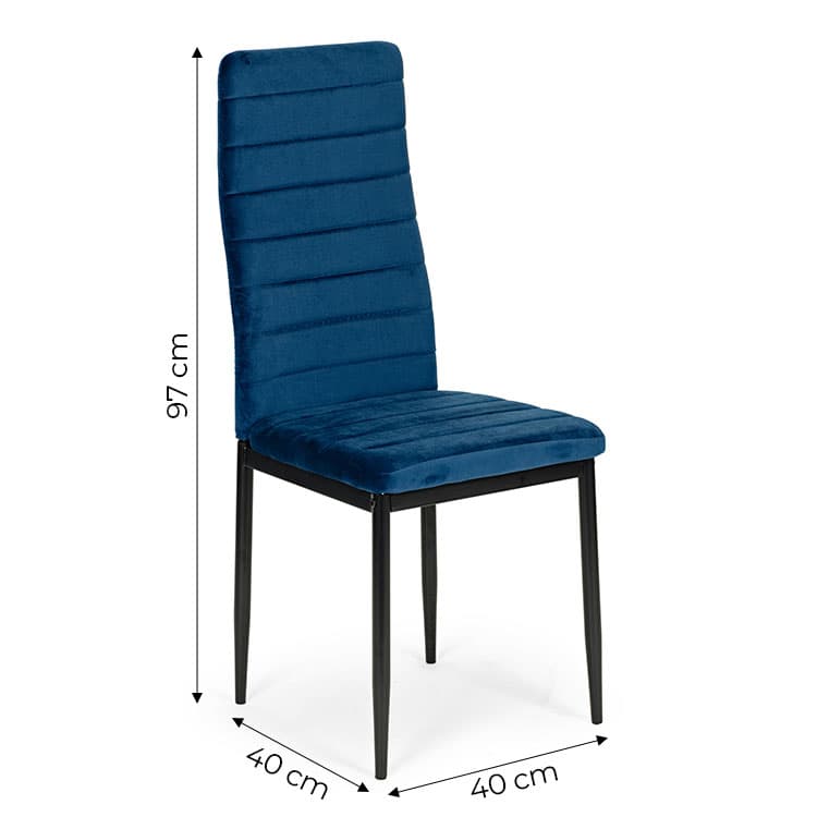 Krzesła z wyprofilowanym oparciem- VELVET NIEBIESKI - 4 sztuki