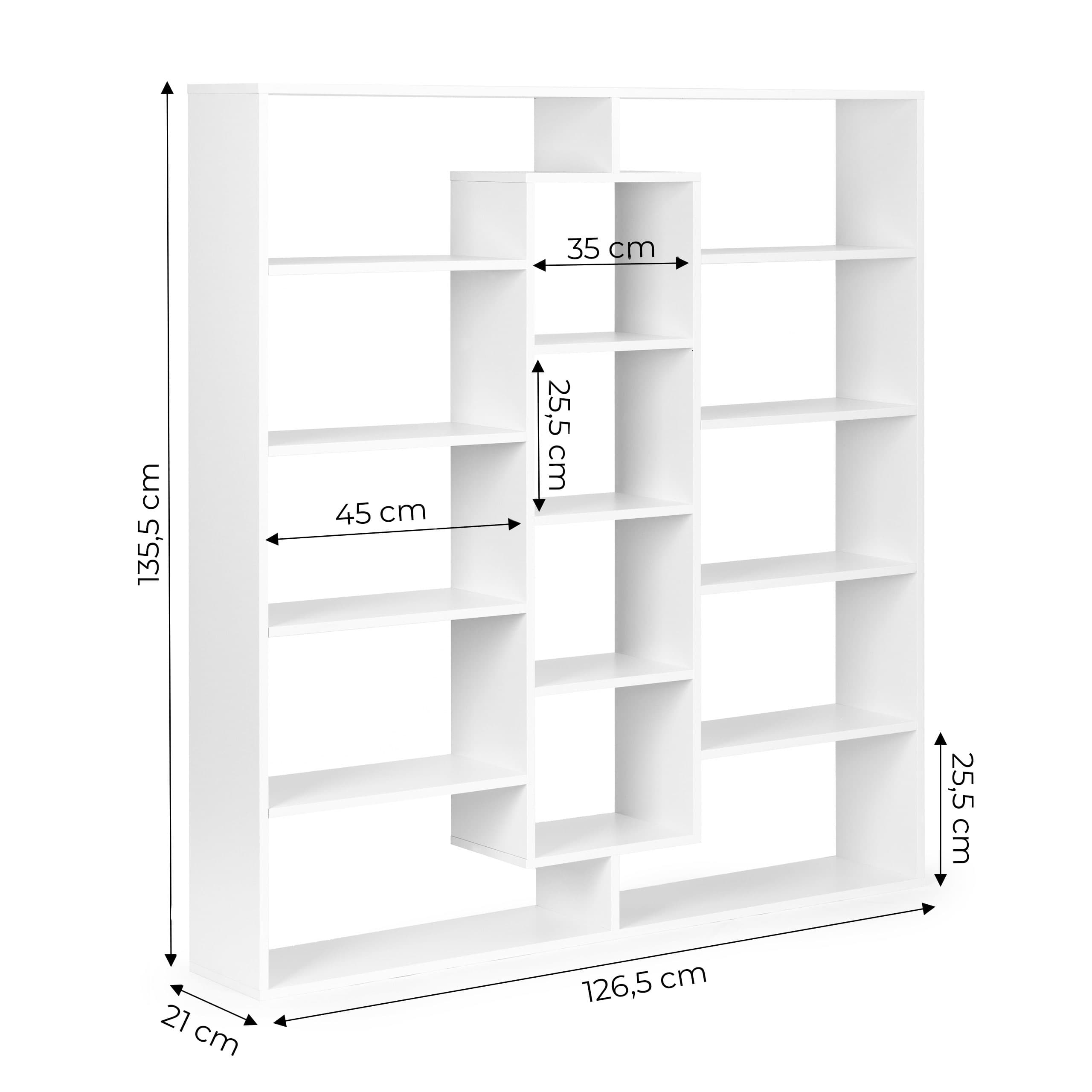 Nowoczesny stojący regał szafka na książki 14 półek biały ModernHome