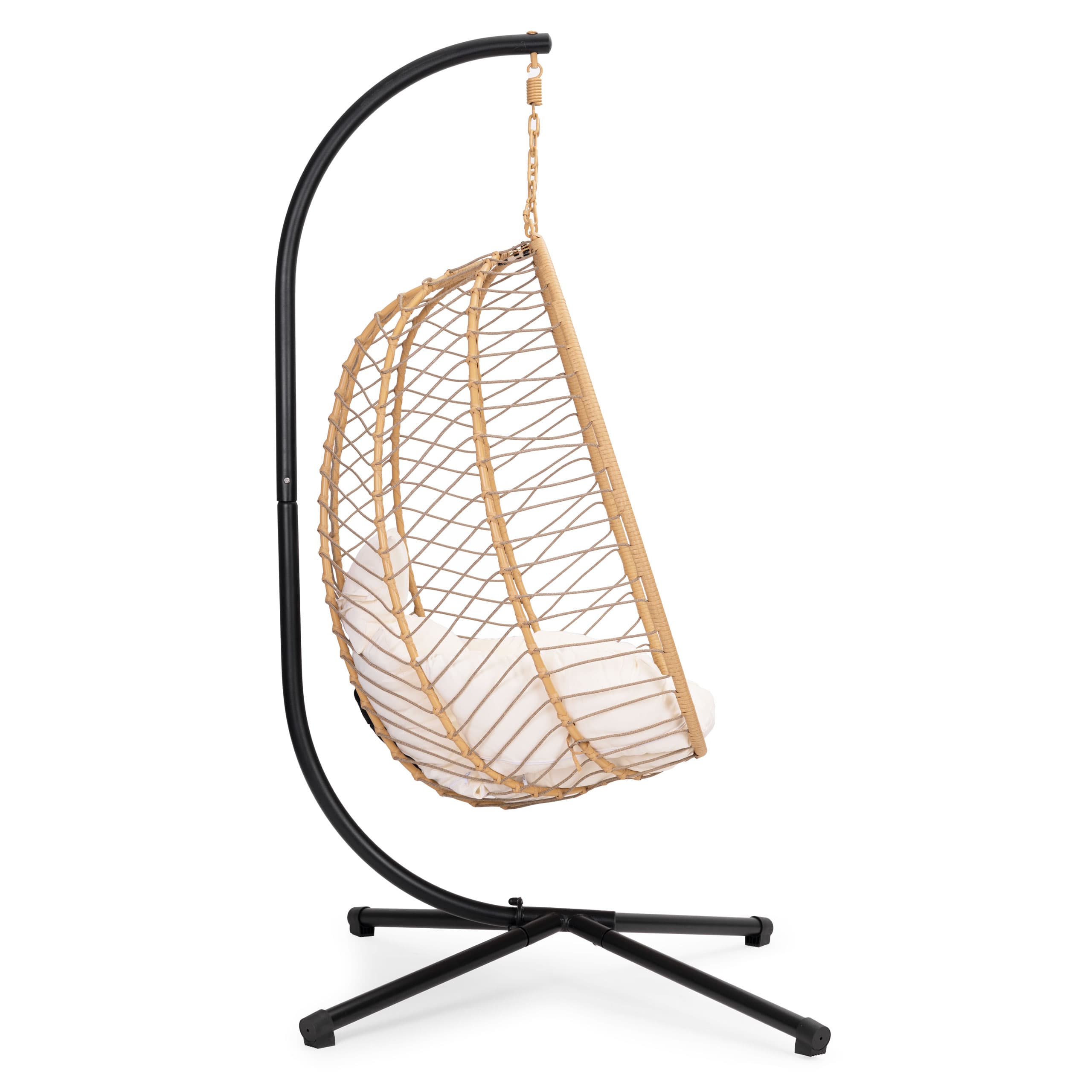 Fotel Kokon wiszący wolnostojący bujany ogrodowy do 120 kg + poduszki MultiGarden