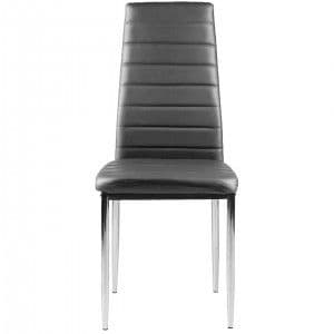 Krzesło z ekoskóry do salonu i jadalni 4szt. chromowane nogi szare