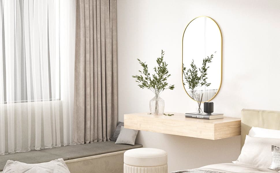 Duże lustro owalne ścienne 100x50 cm złota rama