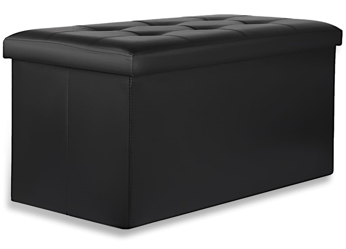 Pufa ze schowkiem siedzisko skrzynia otwierana 80x40 cm pikowana czarna