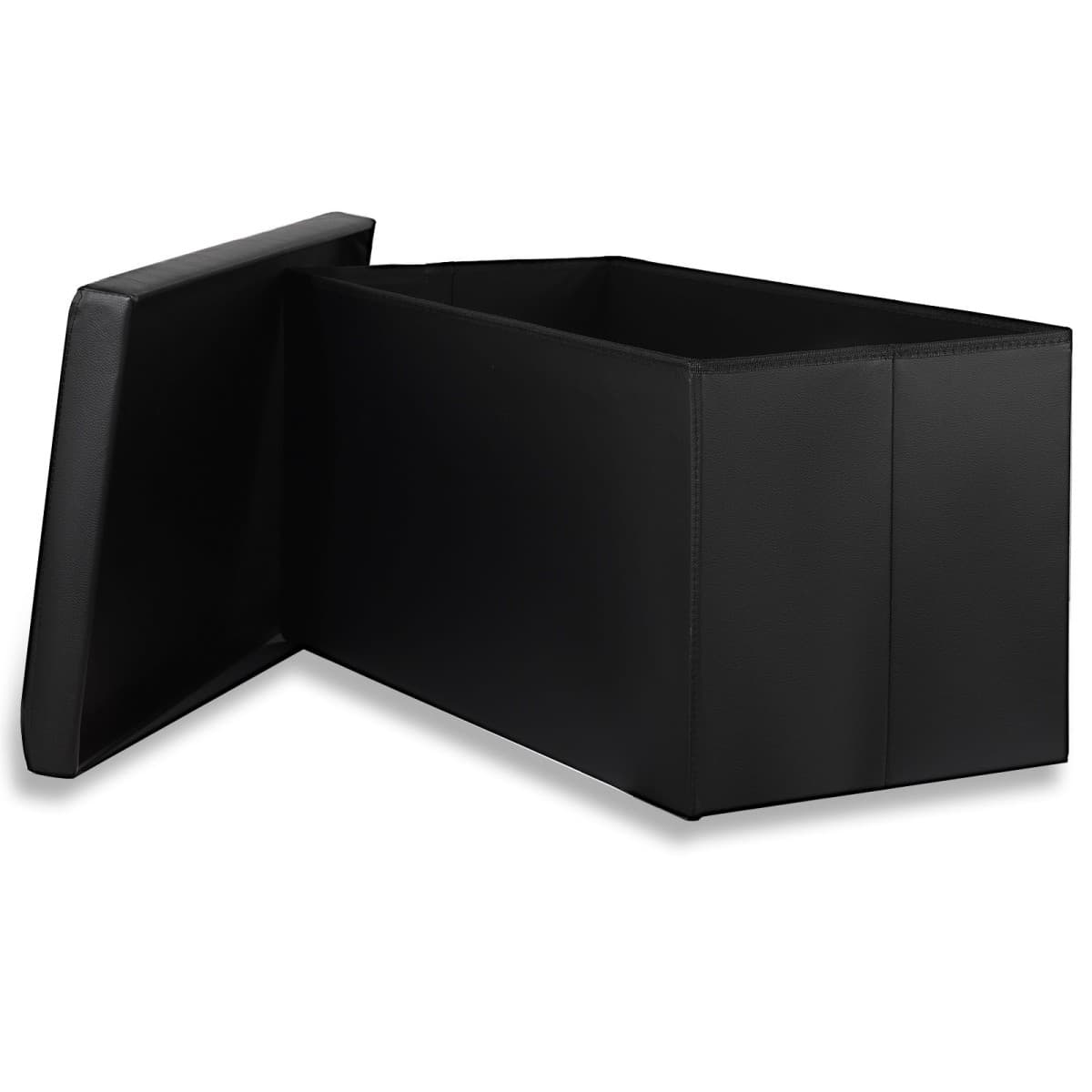 Pufa ze schowkiem siedzisko skrzynia otwierana 80x40 cm pikowana czarna