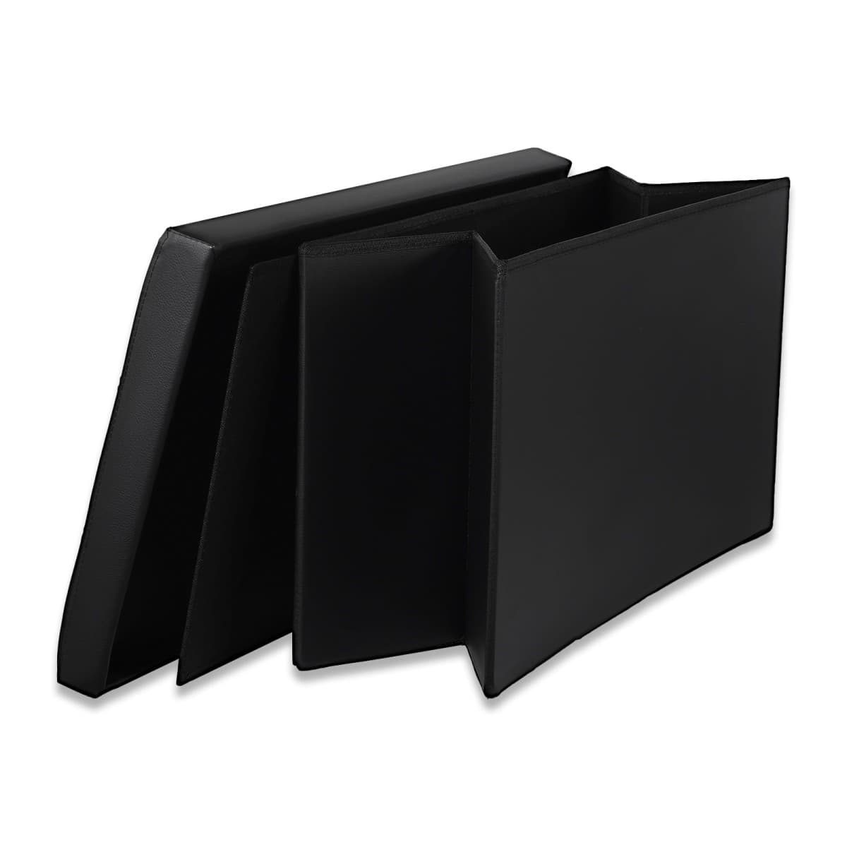 Pufa ze schowkiem siedzisko skrzynia otwierana 80x40 cm pikowana czarna