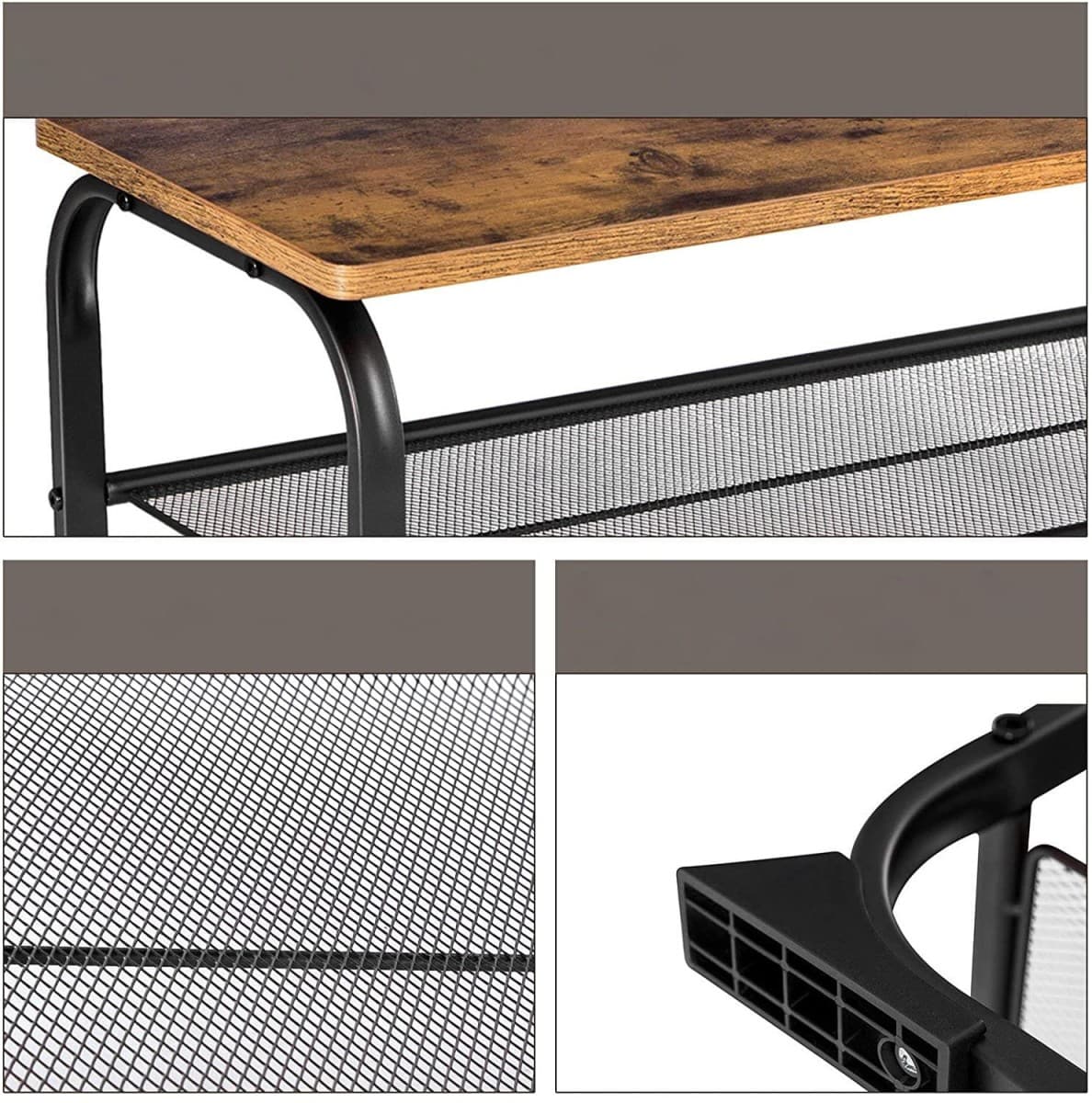 Regał na buty z siedziskiem loftowy 2 półki