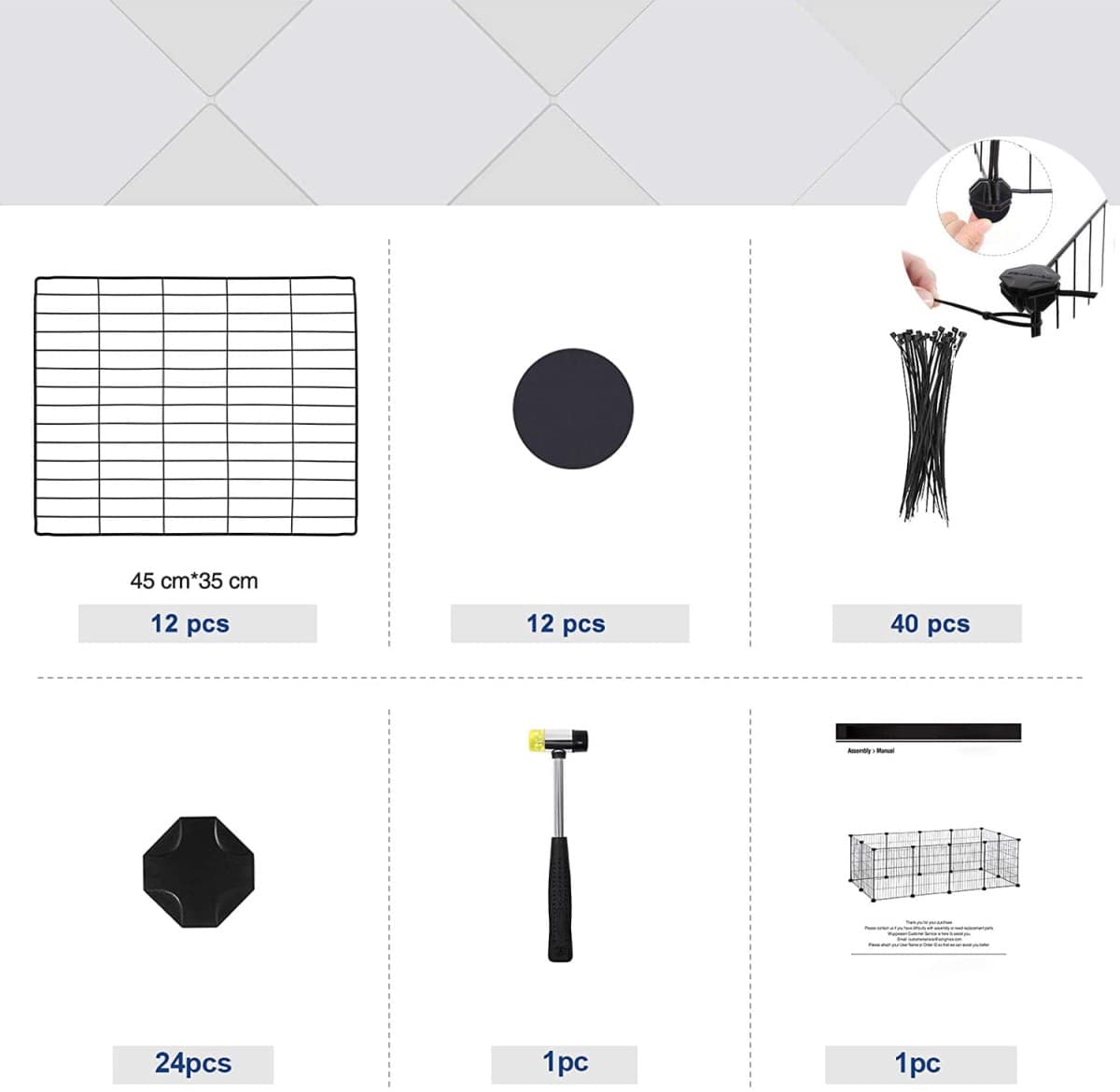 Kojec modułowy zagroda dla małych zwierząt gryzoni chomika świnki morskiej czarny