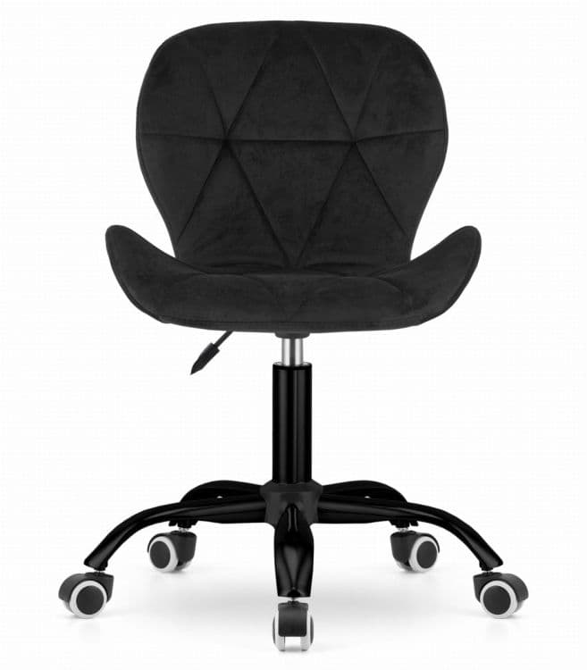Fotel biurowy krzesło obrotowe z szerokim oparciem welur aksamit czarne