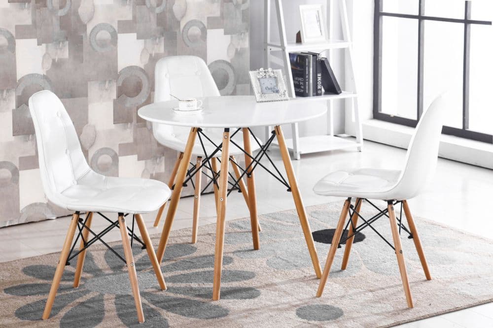 Stolik kawowy  nowoczesny skandynawski biały okrągły blat 60cm