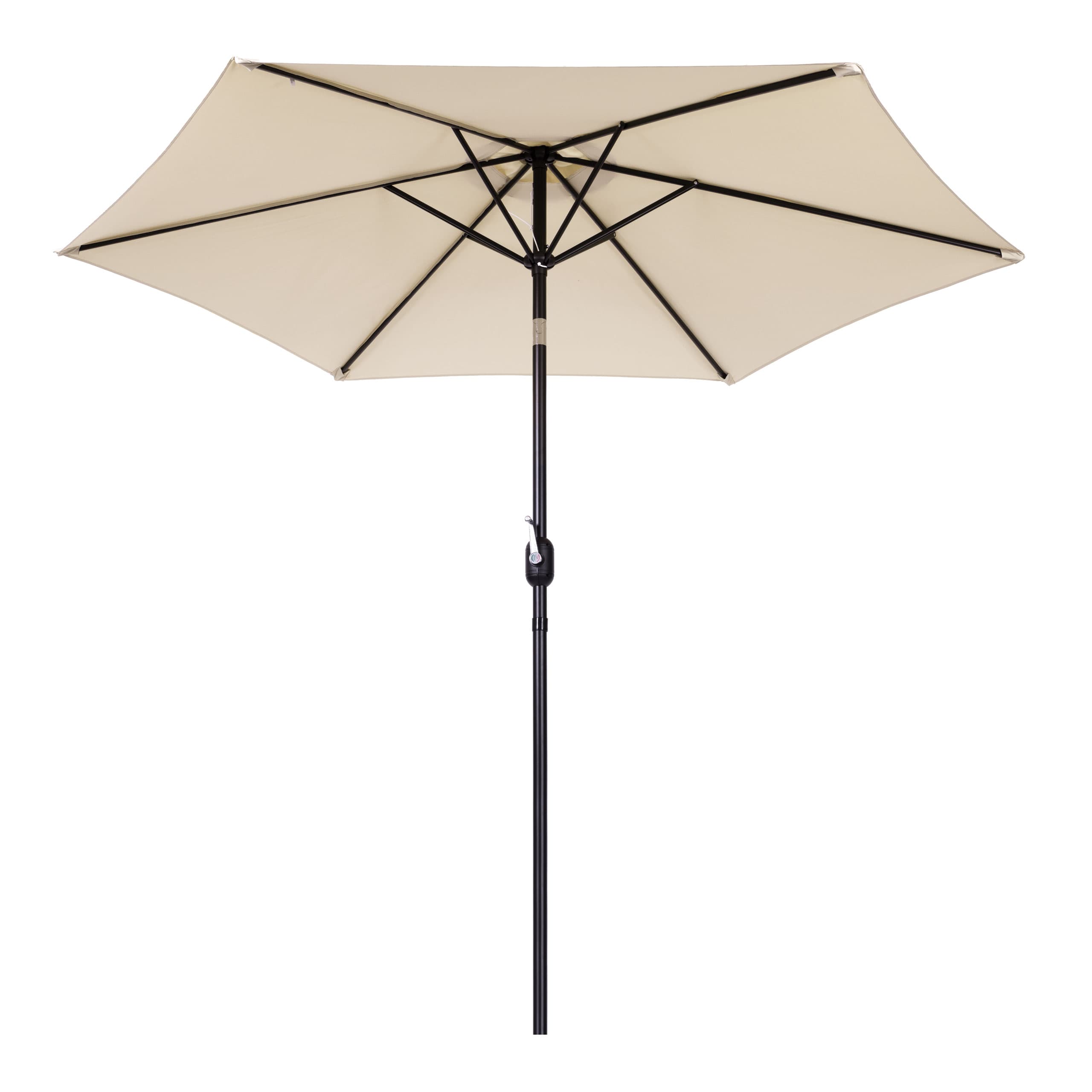 Duży parasol ogrodowy skośny łamany z korbą 6 żeber beżowy 270 cm MultiGarden