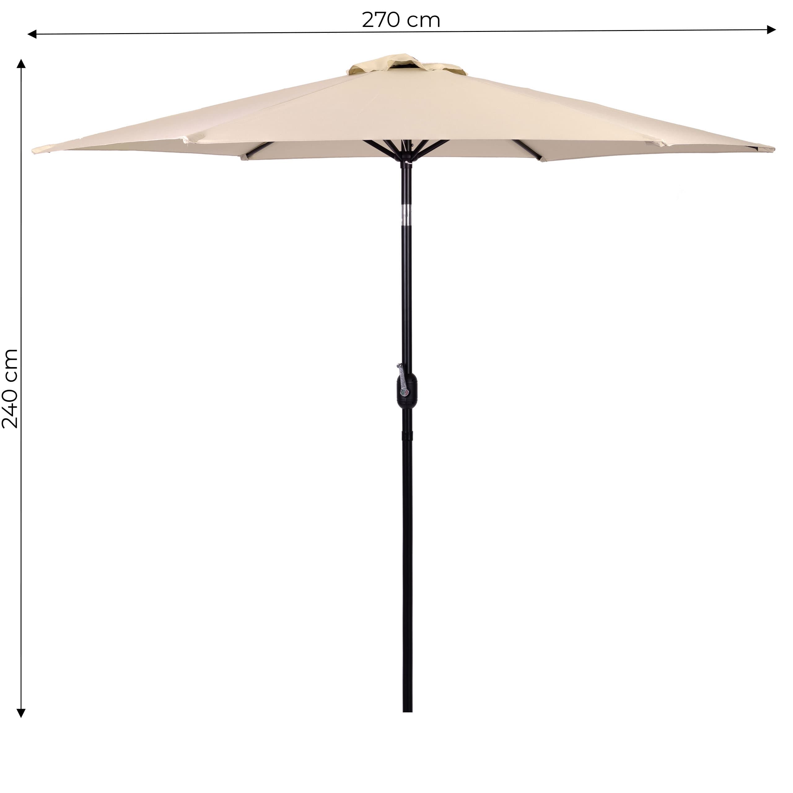 Duży parasol ogrodowy skośny łamany z korbą 6 żeber beżowy 270 cm MultiGarden