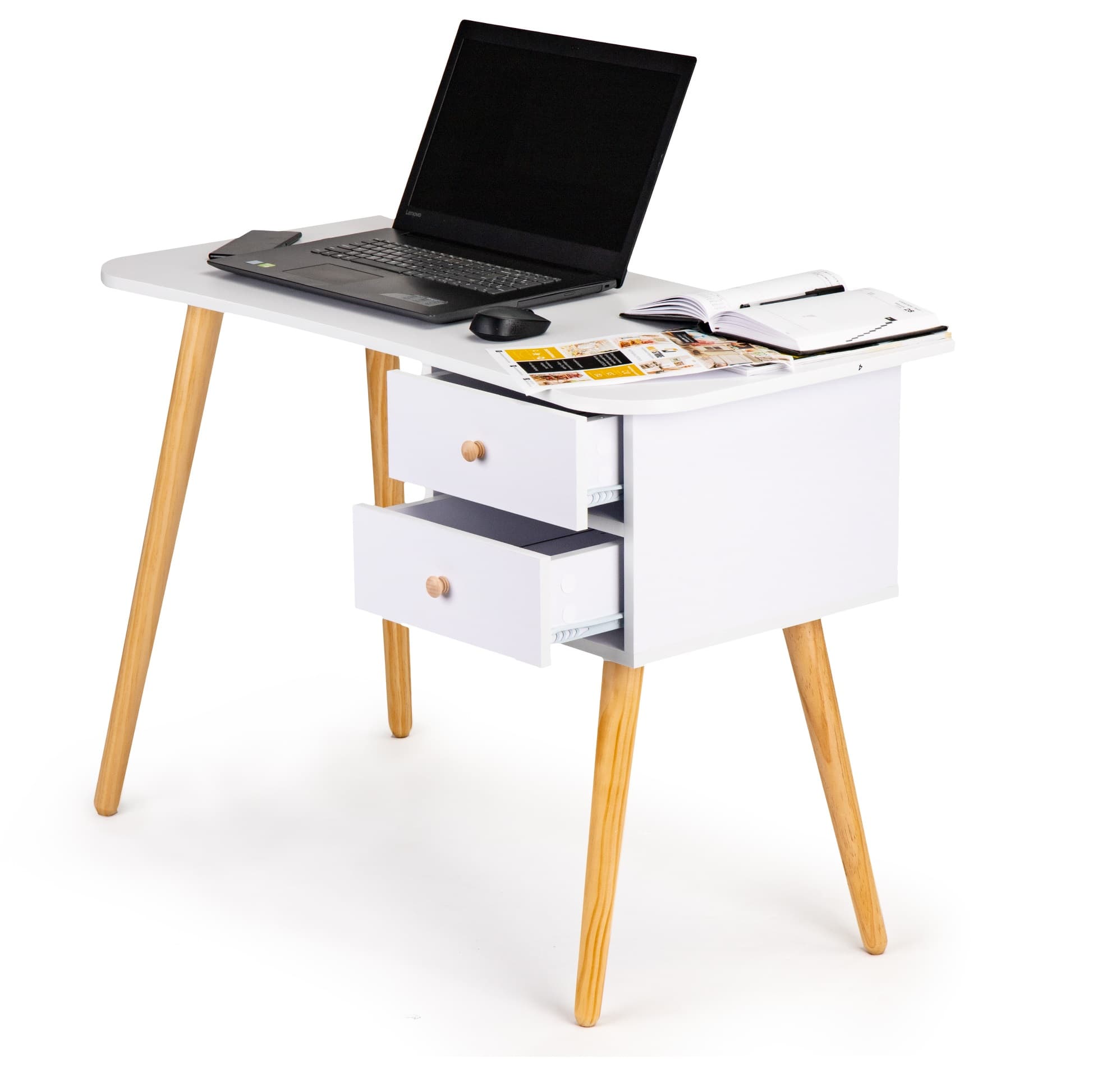 Nowoczesne biurko komputerowe stolik 2 szuflady ModernHome